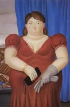 Fernando Botero : the girl with red dress at villa cortes